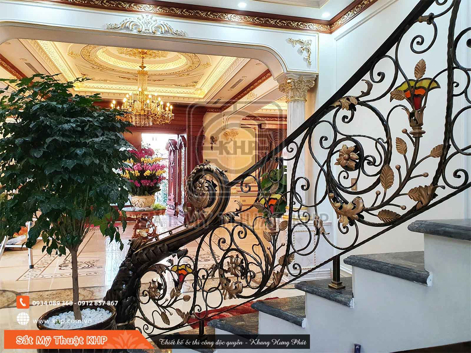 Cầu thang Sắt Nghệ Thuật đẹp Hoa Kính Đồng CT011 1 Cầu thang Sắt Nghệ Thuật đẹp Hoa Kính Đồng CT011
