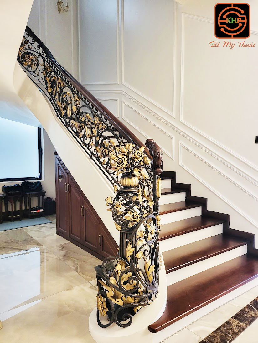 Cầu thang Hoa Sắt Mỹ Thuật Tân Cổ Điển CT021 1 Cầu thang Hoa Sắt Mỹ Thuật Tân Cổ Điển CT021